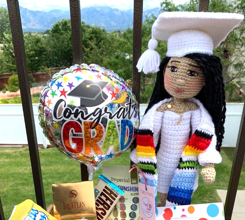 custom amigurumi made to celebrate a graduation