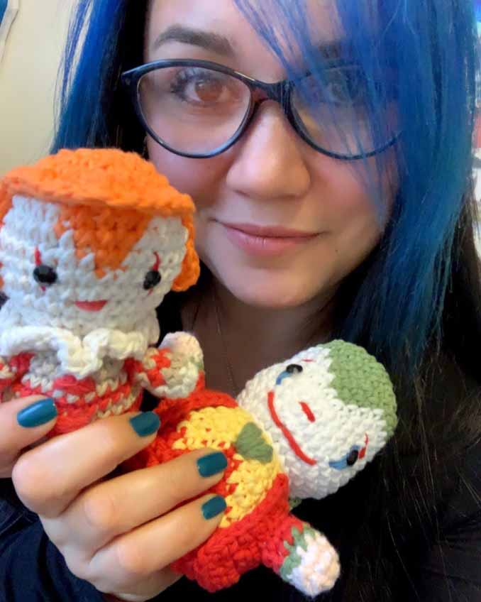 Paula Rojas, our main knitting, crochet and amigurumi artist. She is so talented she can make almost anything with crochet.